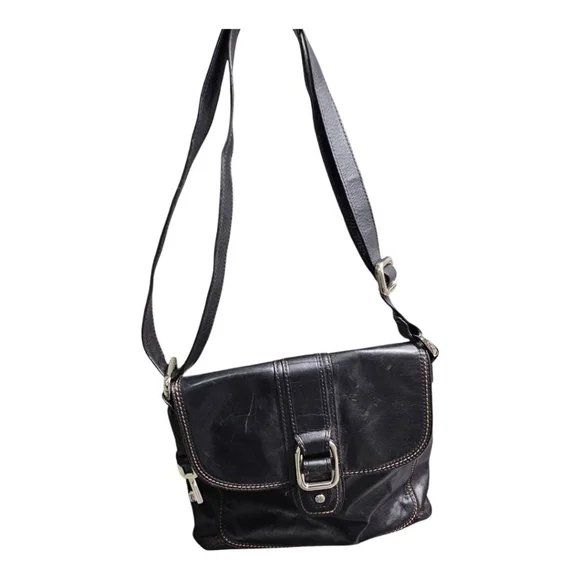 Women's Vintage Fossil Leather Crossbody Bag Black - Picture 9 of 16